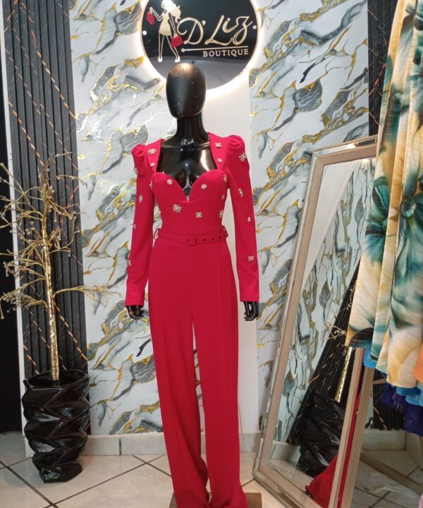 Jumpsuit palazzo rojo de fiesta